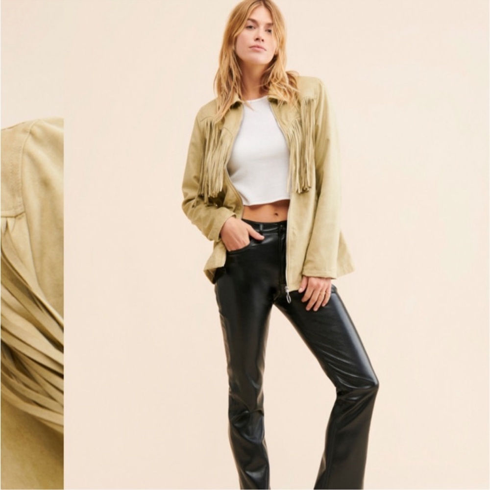 Fringed Faux Tan Jacket